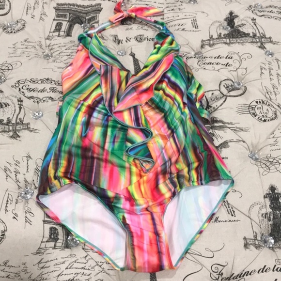 La Moda Sherbet Stripe Swimsuit - Picture 2 of 6